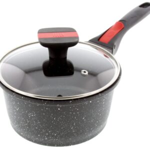 CASSEROLE FAÇON PIERRE Ø 18 cm HAUTEUR 9.5 cm VOLNA MANCHE AMOVIBLE, COUVERCLE EN VERRE