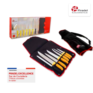 PRADEL EXCELLENCE SAC DE COUTELLERIE 7 PIECES CONVERTIBLE EN TABLIER