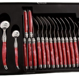 MENAGERE LAGUIOLE ROUGE 24PCS PLEIN SOIE