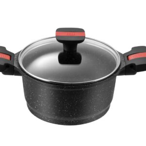 FAITOUT FAÇON PIERRE Ø 20 cm VOLNA POIGNÉES AMOVIBLES,COUVERCLE EN VERRE