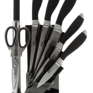 BLOC DE 5 COUTEAUX+ 1 FUSIL+ 1 CISEAU