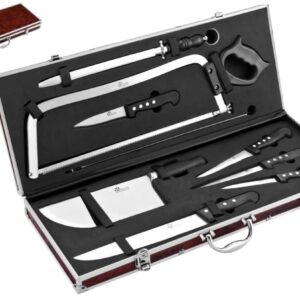 Valise Boucher 9 pcs (5 Couteaux+1 scie+lame+1 fusil+ 1 couperet)