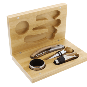 COFFRET SOMMELIER EN BOIS AVEC 4 ACCESSOIRES