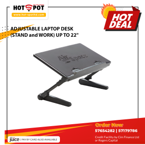 ADJUSTABLE LAPTOP DESK (STAND & WORK) UP TO 22"