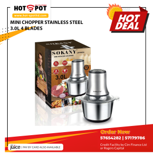 MINI CHOPPER STAINLESS STEEL 3.0L 4 BLADES