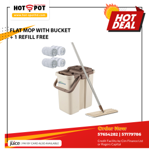 FLAT MOP WITH BUCKET + 1 REFILL FREE